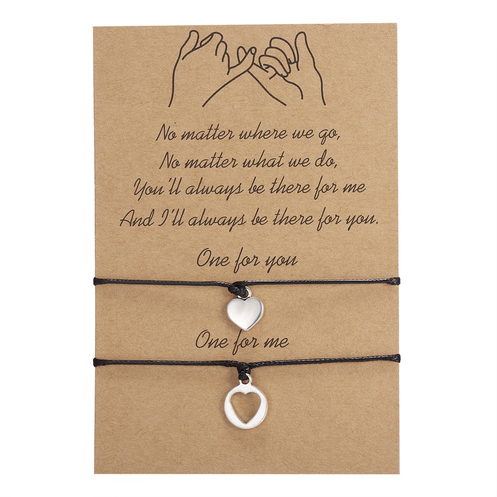 Bowknot/Love Mother's Day Stainless Steel Hollow Multiple Weaving Adjustable Mother/Girl/Couple Sisters Paper Card Bracelet Set