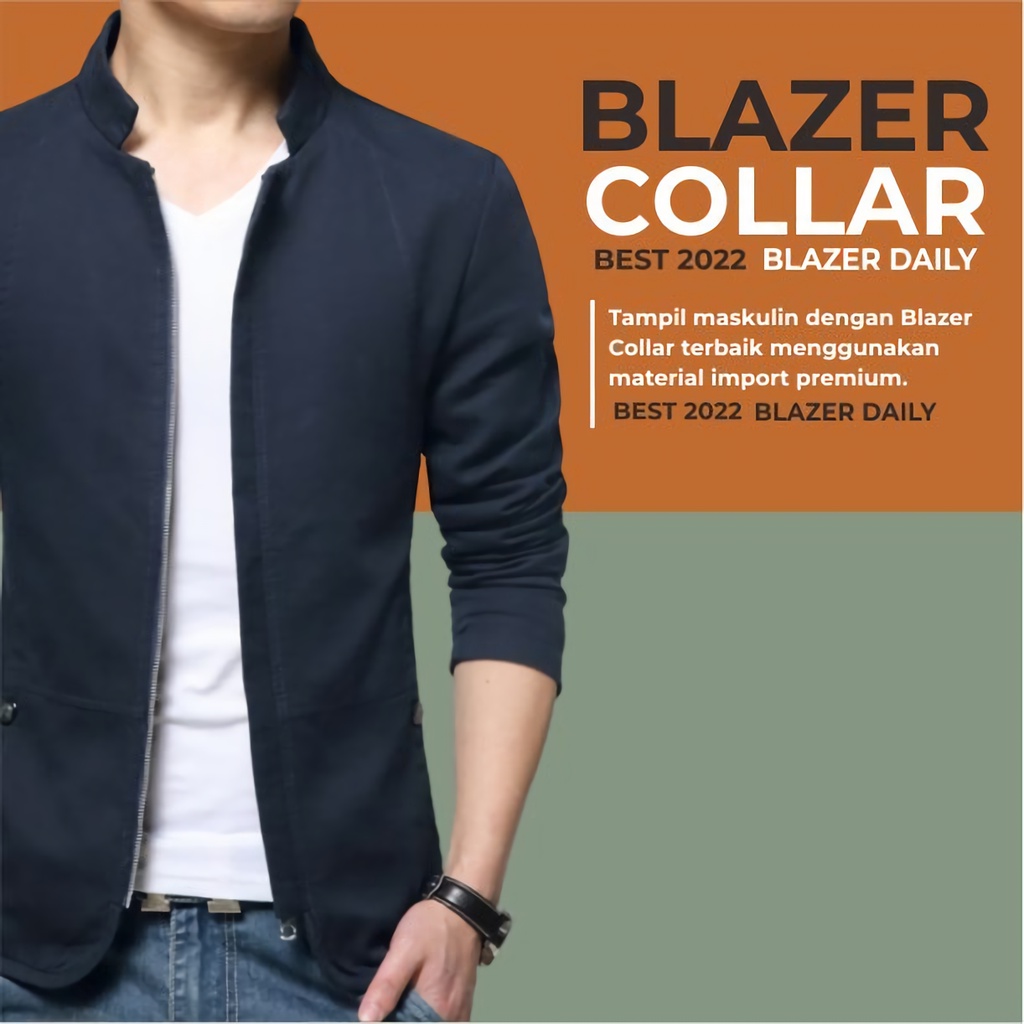 ORIGINAL DURABEL Kemeja Blazer Pria Dewasa Style Korea Lengan Panjang Bahan Katun Stretch Premium Kualitas Import Semi Formal Sweater Cowok Kasual Keren Trendy Murah Model Slimfit Varian Warna Hitam Navy Abu Polos Terbaru Terlaris 2023 M L XL XXL