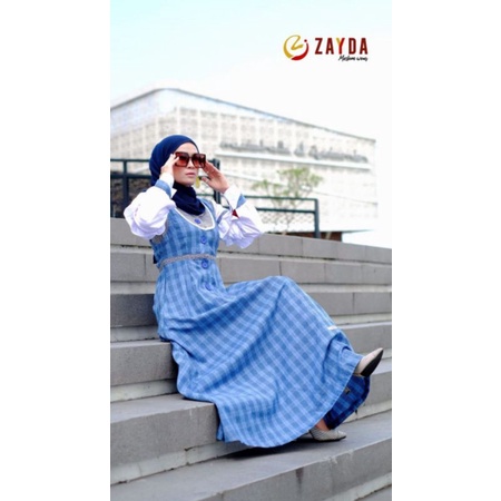 Zayda ZG 95 Blue / Casual Dress / Gamis Branded Wanita / Moslem Wear / Holwa Fashion