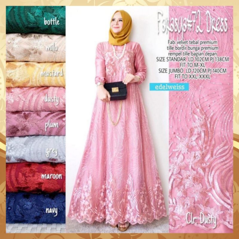 Gamis brukat farasya dress jumbo Ld 120