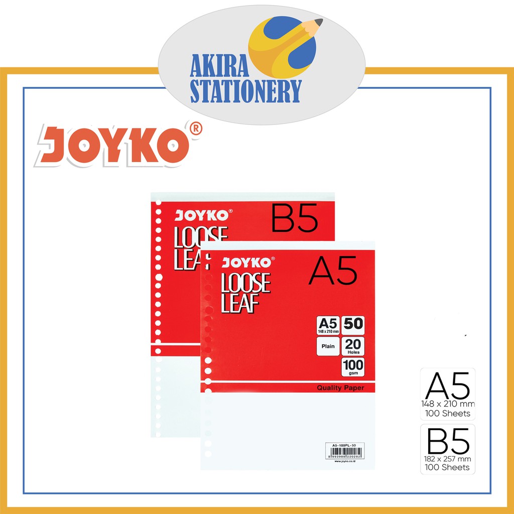 

LOOSE LEAF / KERTAS BINDER FILE JOYKO A5 / ISI 100