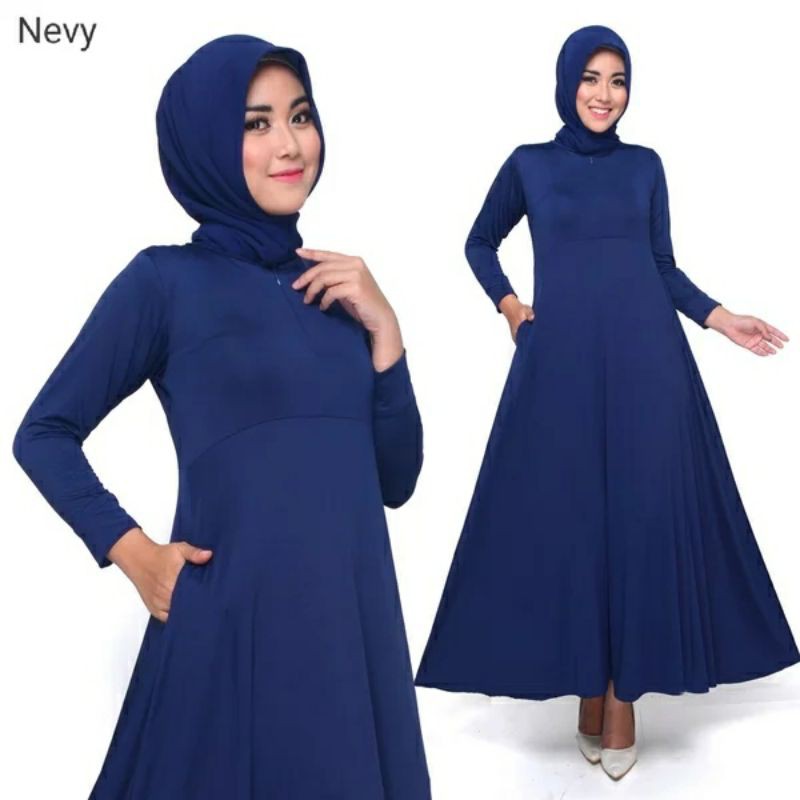 Gamis Jersey Polos Premium Saku Kanan S - XL