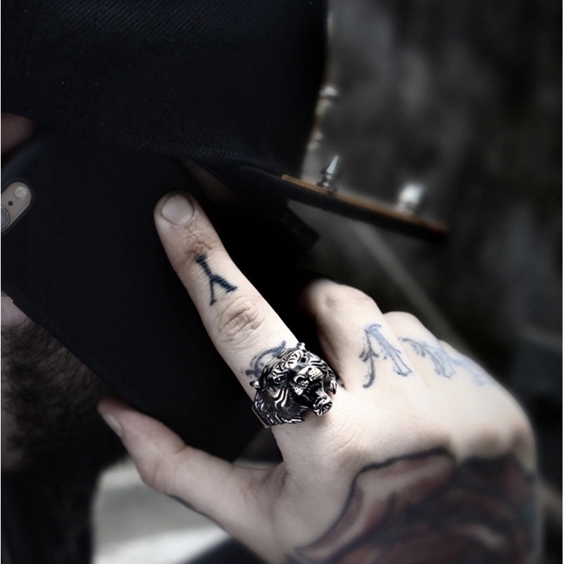 Cincin Silver Punk Motif Harimau untuk PriaXIANGXIAN