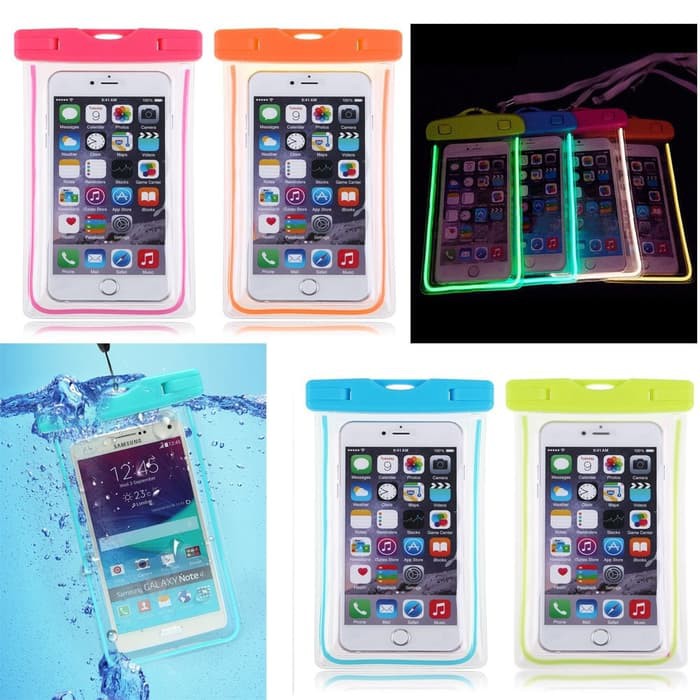 Waterproof Case Hp Glow In The Dark / Sarung Hp Anti Air /  Pouch Handphone