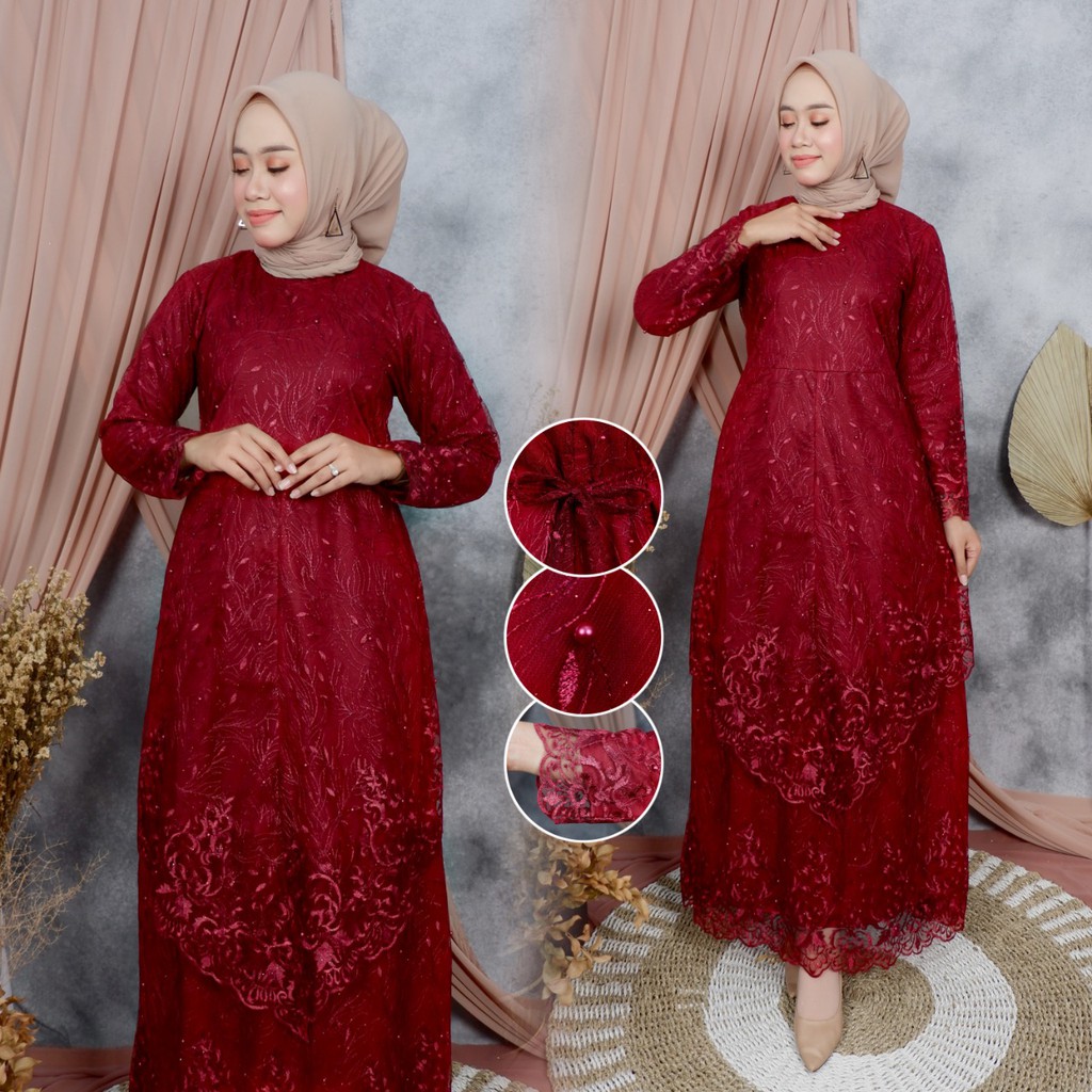 PROMO GAMIS TULLE MEKAR / GAMIS TULLE MUTIARA BORDIR / GAMIS PESTA