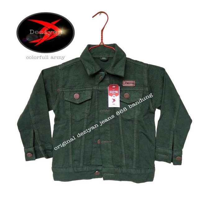 Deziyan868 Jaket jeans anak warna army / hijau botol jaket anak laki laki 1 - 12 tahun