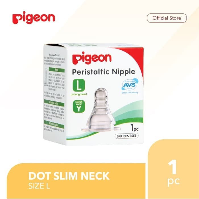 Pigeon Peristaltic Nipple 1 Box Slim Neck L - Nipple Dot Bayi