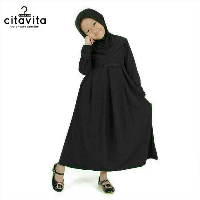 Baju Gamis Anak Perempuan / Baju Muslim Anak Perempuan / Warna Hitam