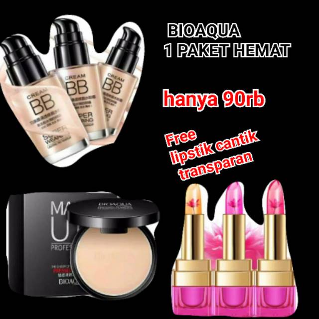 FREE LIPS TRANSPARAN BB CREAM BIOAQUA 1 PAKET