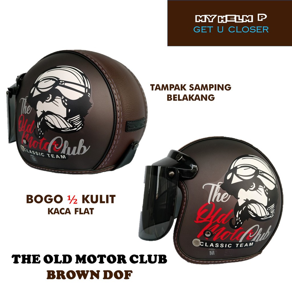 HELM BOGO DAG MOTIF SEMI KULIT KACA FLAT KUALITAS PREMIUM BUSA FULL KNOCKDOWN