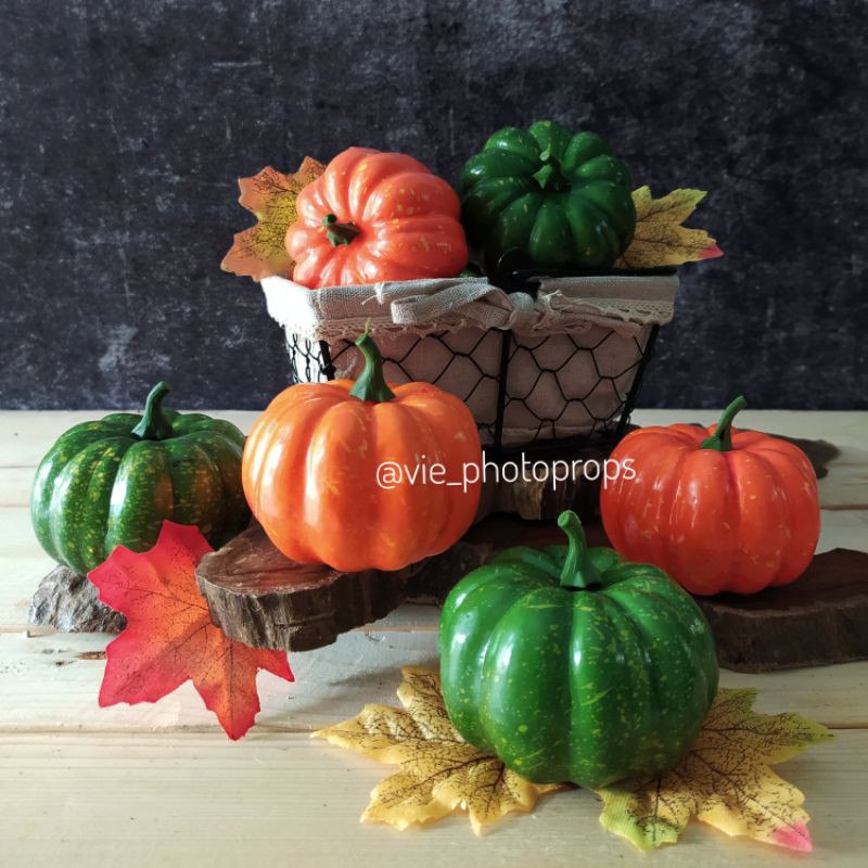 1pc Labu Artificial / Palsu / Fake Pumpkin Props Foto / Properti Foto