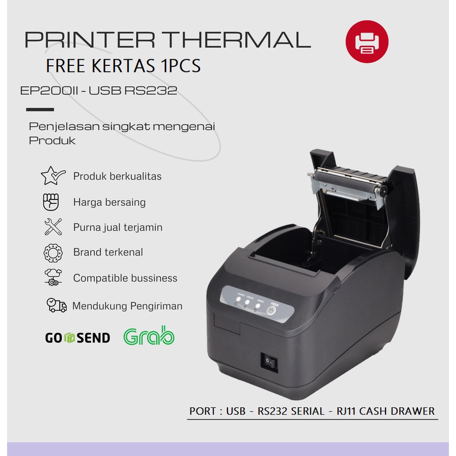 printer thermal 80mm autocutter usb serial rs232 ep200ii printer kasir dan mesin antrian