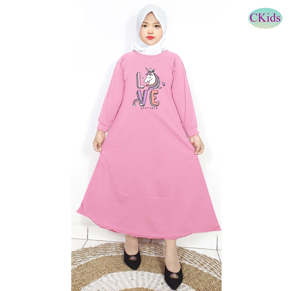 Gamis Anak Perempuan DTF Unicorn Love Yourself CF Kids