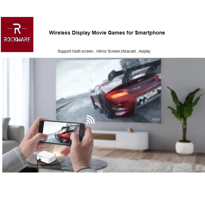 ROCKWARE YG551S 1080P LED Projector WiFi 450 ANSI Lumens Alt Cheerlux