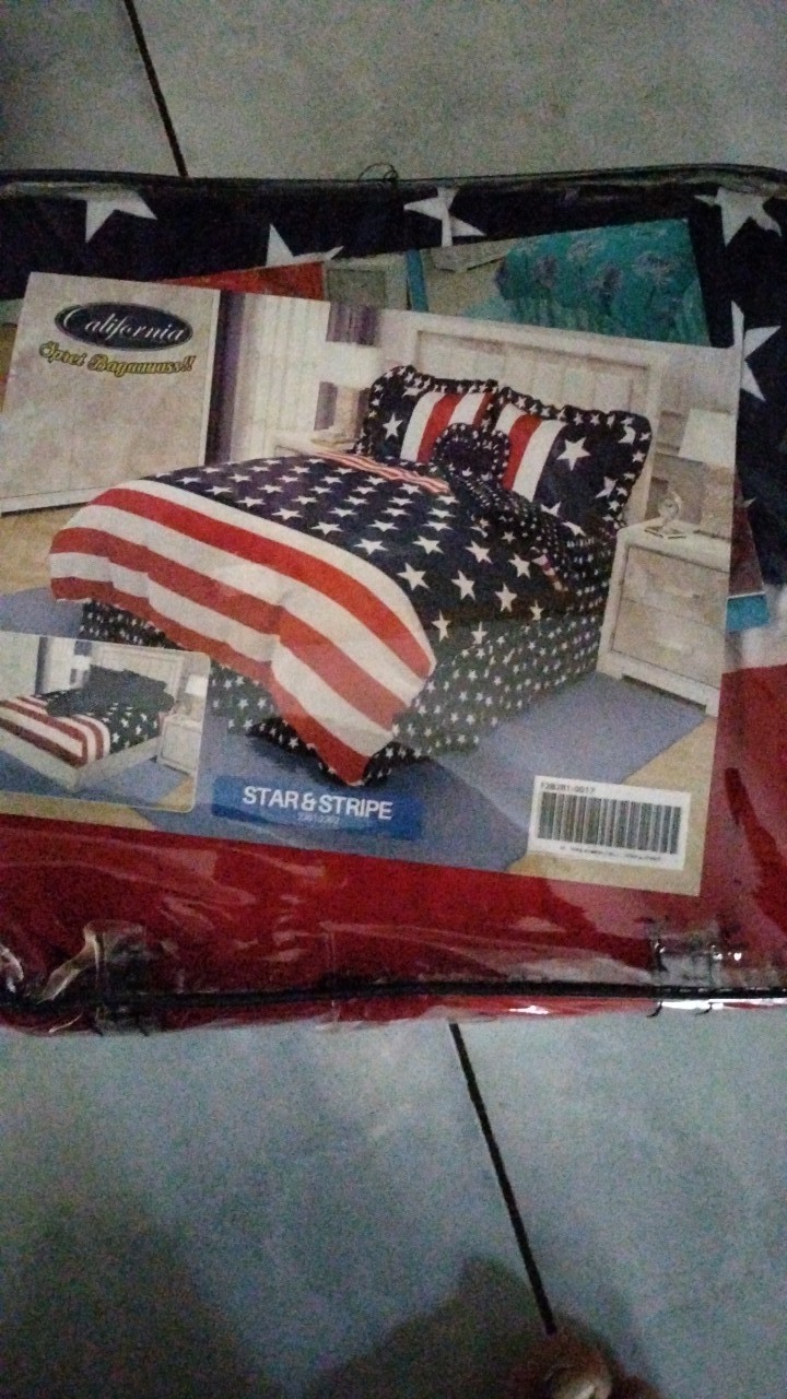 Id. California - Sprei Rumbai King Star And Stripe / Usa