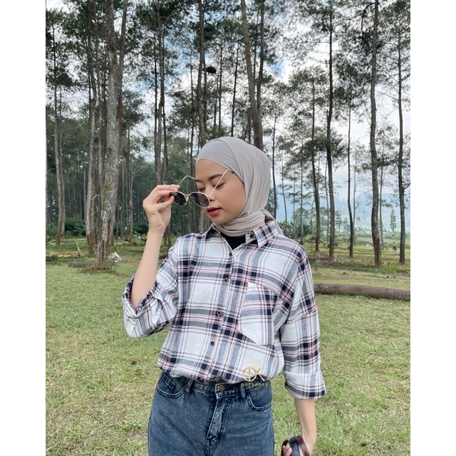 ANNA SHIRT / KEMEJA TARTAN WANITA-ROSE MAUVE