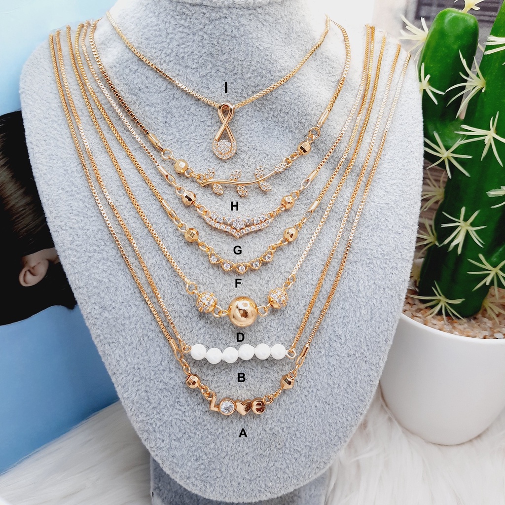 Kalung Xuping Wanita Dewasa Layer Mutiara Daun Koye Love Koin Gold Lapis Emas - BN198