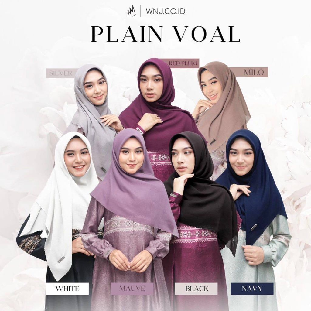 PLAIN VOAL BY WNJ ID HIJAB SEGIEMPAT BERBAHAN VOAL ULTRAFINE YG LEMBUT, ADEM DAN GAMPANG DIBENTUK
