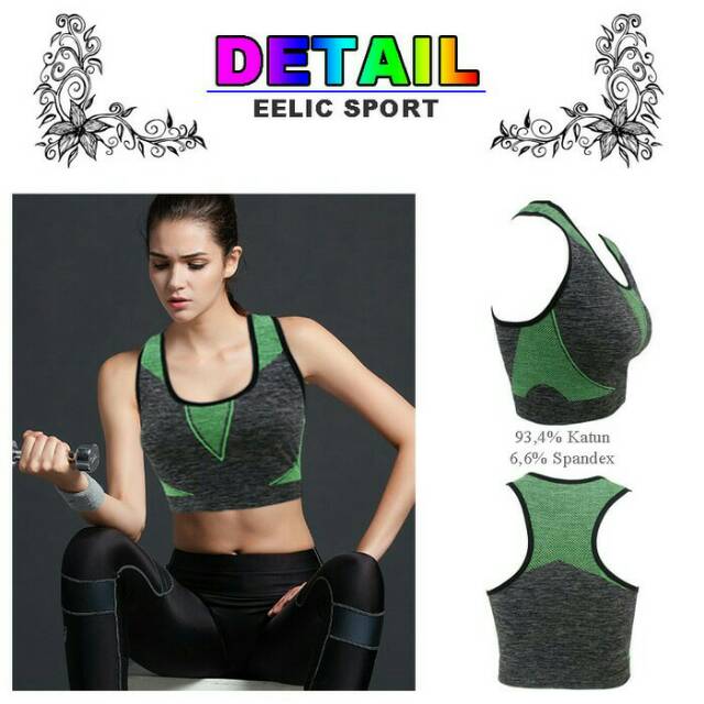 BRA 08 ABU HIJAU TANK TOP SPORT YOGA