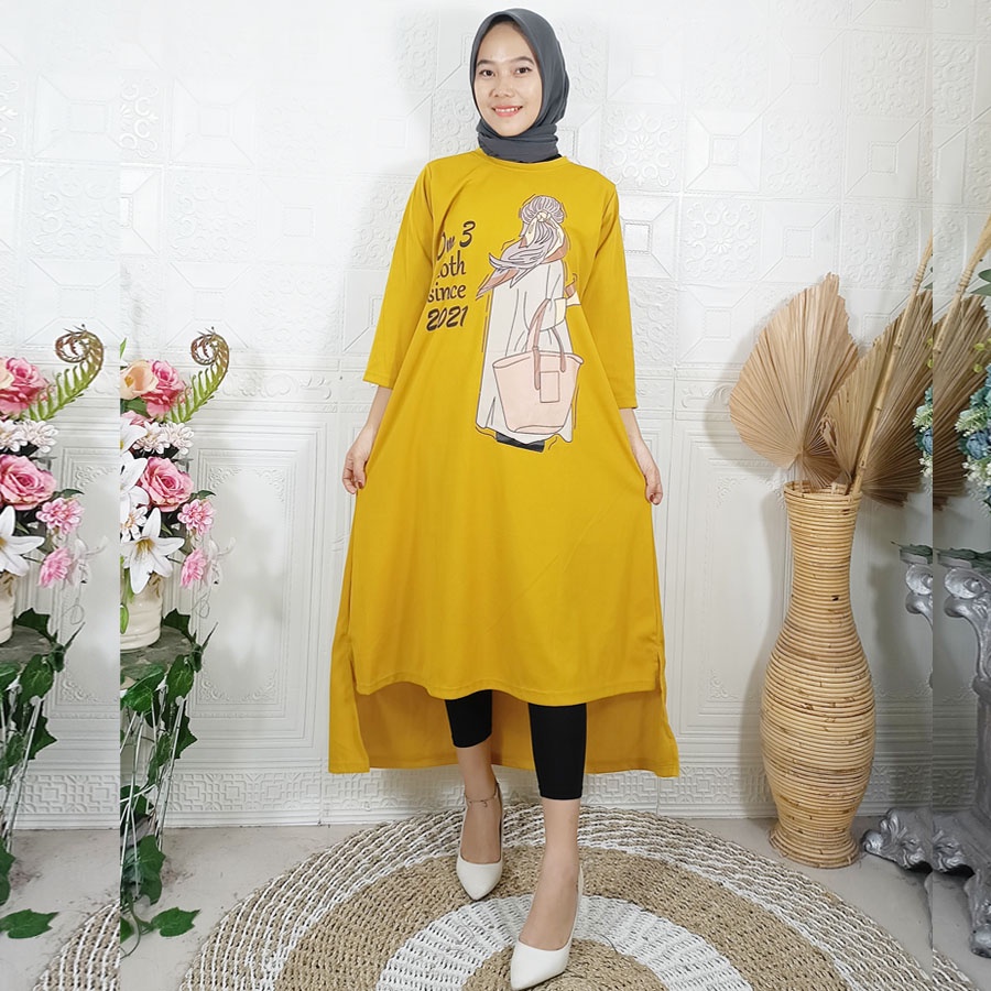 LONG TUNIK DMTIGACLOTH DRESS OVERSIZE WANITA CANTIK BY CARLINA