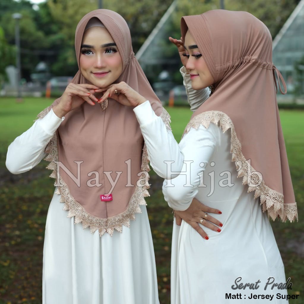 BEST SELLER Jilbab Instan Serut Prada Renda Import Jilbab Bergo Terbaru dan Termurah Nayla Hija'b