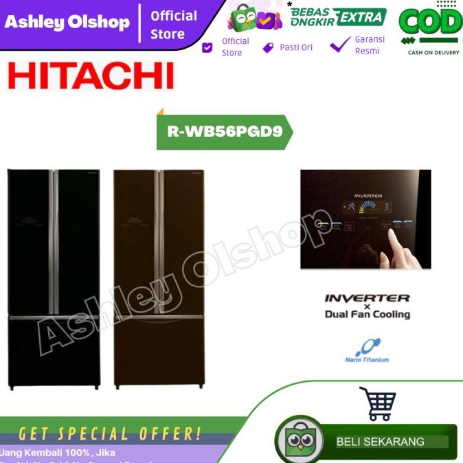 Kulkas 3 Pintu Bottom Freezer Hitachi R-WB56PGD9-GBK 455 liter RWB56