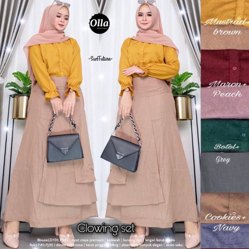 Clowing Set By OLLA • Setelan Wanita • Setelan Atasan Blouse Kulot Celana Panjang Wanita Muslim Set