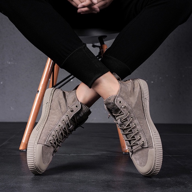 Sepatu Sneaker Pria Import - Sepatu high elve - sepatu pria kasual model baru sepatu berkualitas 100% Original Sepatu apricot Terbaru (COD GRATIS ONGKIR)