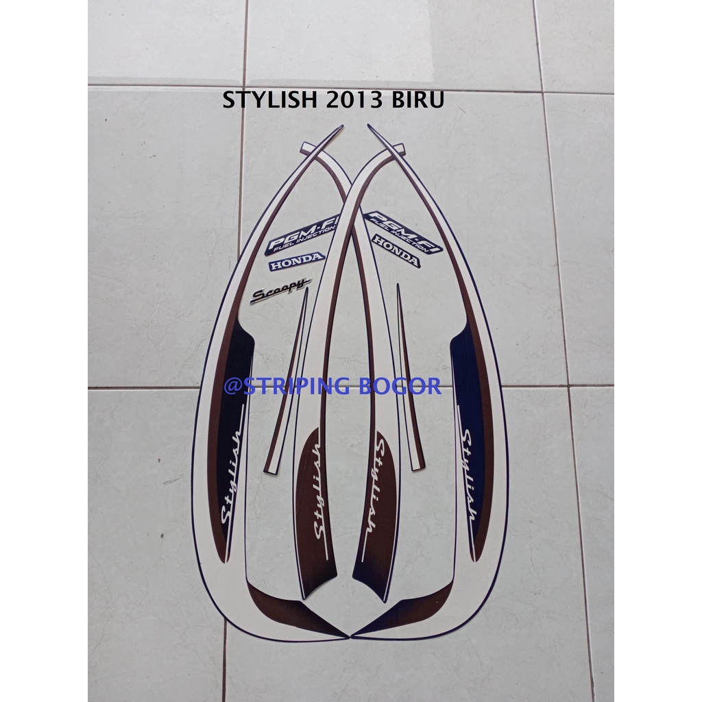 Stiker Striping Lis Motor Honda Scoopy Stylish 2013 Biru