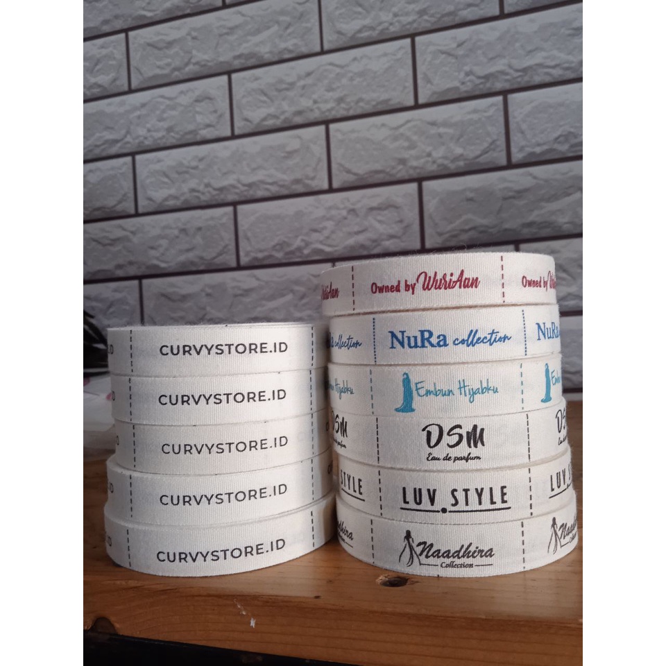 

label baju/label hijab/label woven/label sablon/label 2 cm/label custom brand/label sablon katun