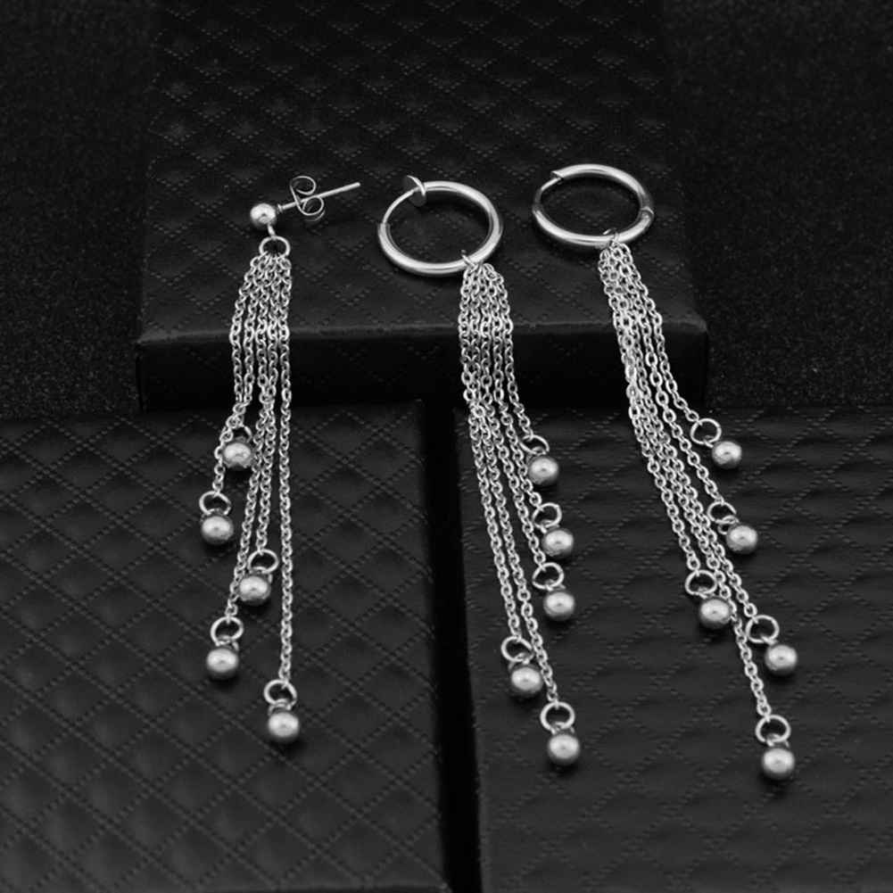 Hu Hu Hu Hu Hu Alat Bantu Pasang Kacamata♡ 1pc Anting Tusuk Gantung Bahan Stainless Steel Aksen Rumbai Manikmanik Untuk Priawanita