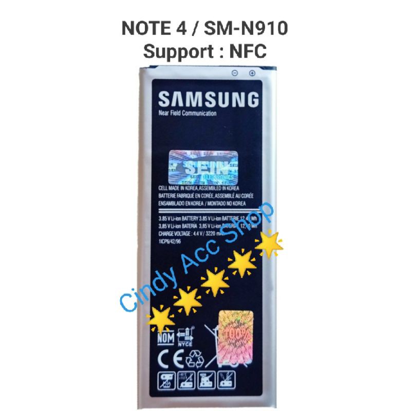 Baterai Samsung Galaxy Note 4 NFC N910 Batre Battery Original