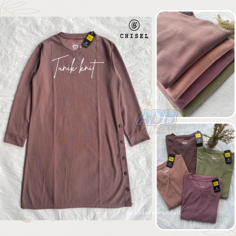 Tunik Chisel branded lengan panjang wanita polos Atasan Kaos Long Tunic muslim kaus daily