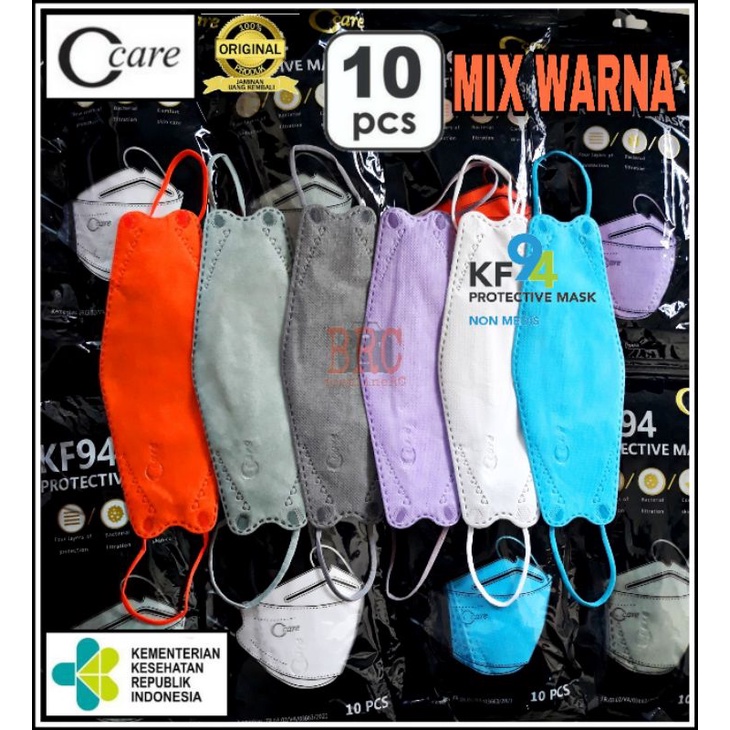 masker KF94 C CARE EMBOS KEMENKES 10pcs mix warna