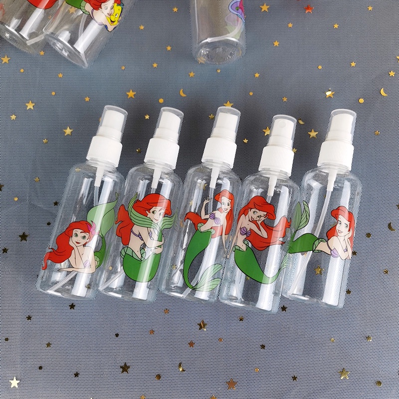 Magic789 Portable Cartoon Mermaid Princess Spray Bottle 100ML Plastic Travel Size Bottles for Cosmetic Perfume