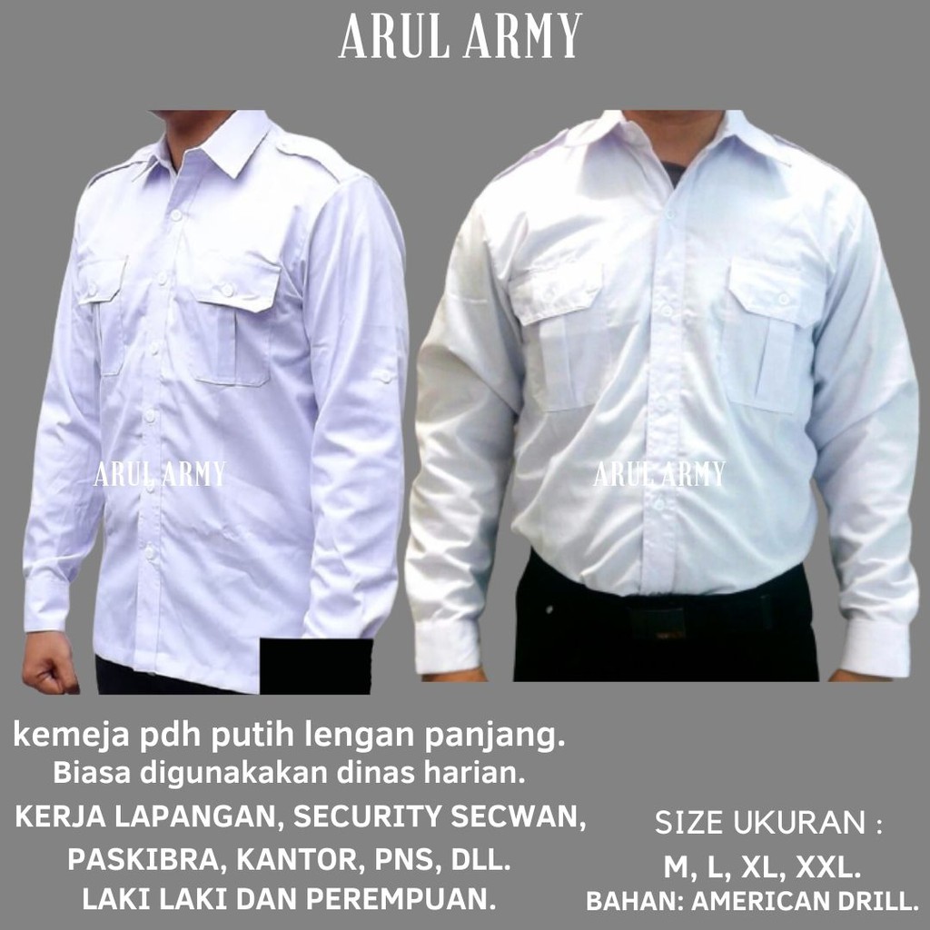 Jual Baju Kemeja Pdh Putih Seragam Kerja Lapangan Security Satpam Secwan Kantor Dinas Pdl