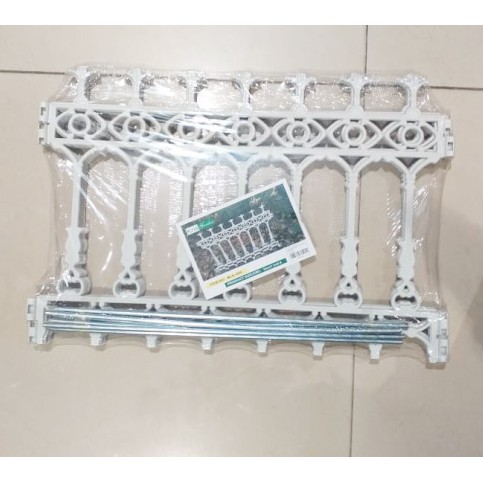 Naindo Set Pagar Taman Plastik besi 5 Pcs - cocok untuk indoor dan outdoor panjang 275 meter -White