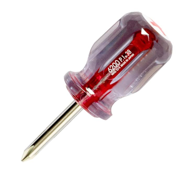 Obeng Vessel 6200 - PH1x38mm - Crystaline Screwdriver - Stubby Type