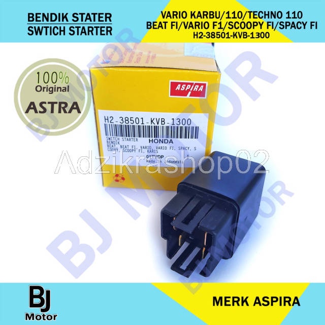 Bendik Stater Relay Stater Switch Stater Honda Vario/ Beat/ Scoopy/Vario Karbu Original ASTRA KVB