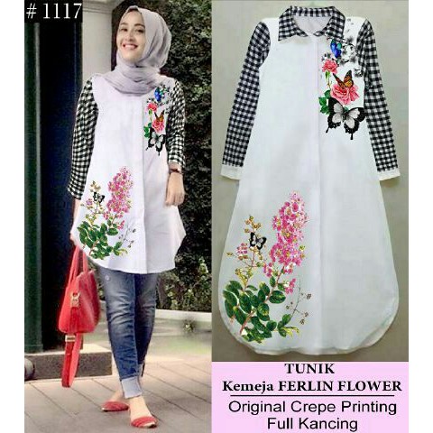 TUNIX SELIN KOTAK  BAHAN CREPE PRINTING LD 98 CM PJ 85 CM