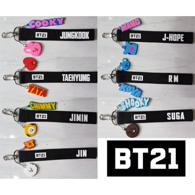 BT21 gantungan kunci STRAP name  KEYRING JIMIN JUNGKOOK SUGA RAP MONSTER JIN J HOPE TAEHYUNG