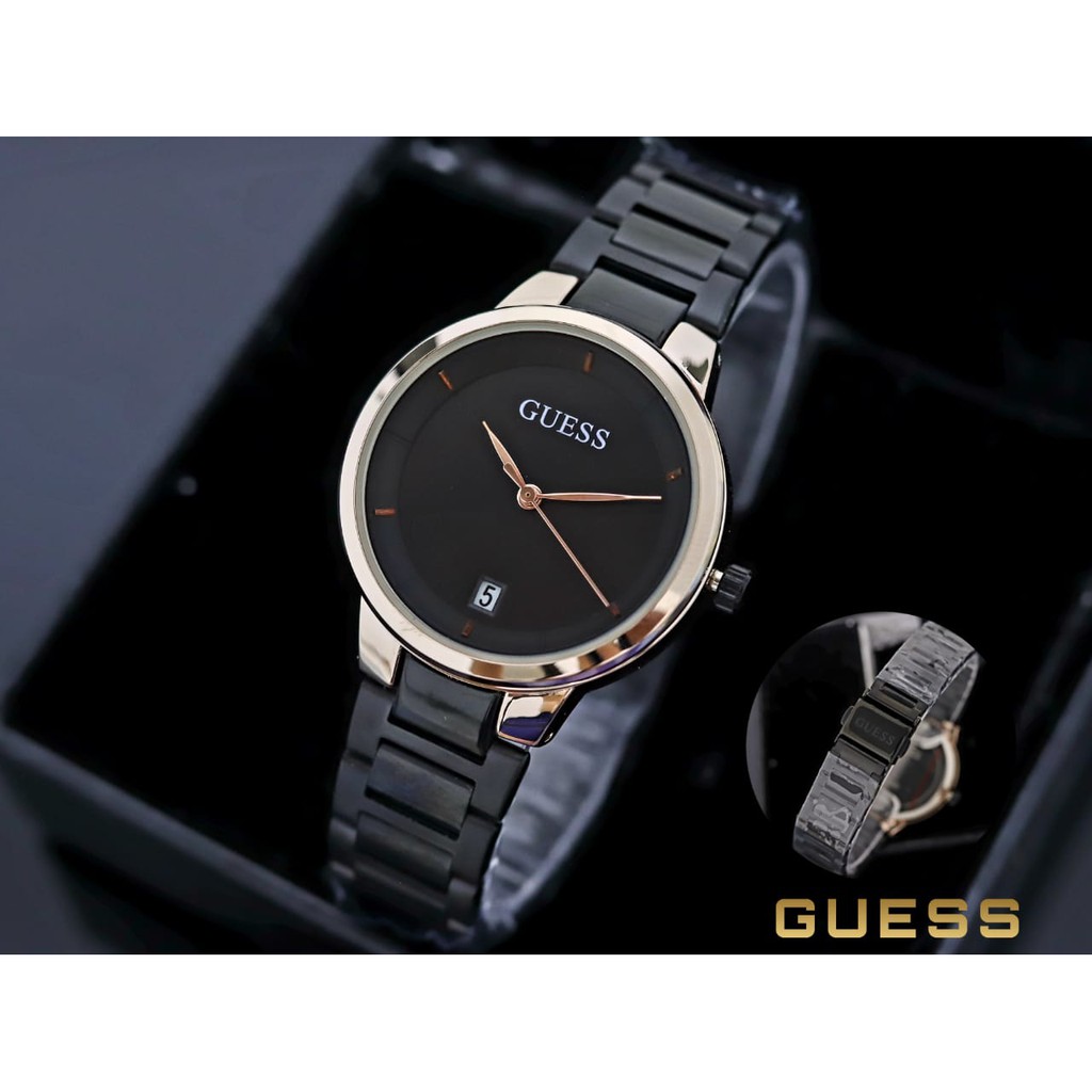 Grosir Jam Tangan Wanita Guess Tanggal Aktif Model Kotak Free Box dan Baterai Cadangan - COD