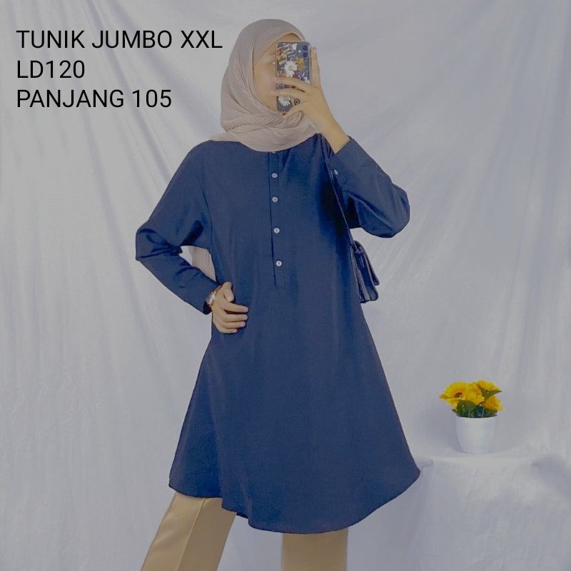 TUNIK JUMBO/TUNIK MUSLIMAH/TUNIK JUMBO LD120&amp;102/PANJANG 105/BIG SIZE/MOSCEPE IMPORT PREMIUM/TUNIK TERLARIS/TUNIK BRILLIE/REALPICT