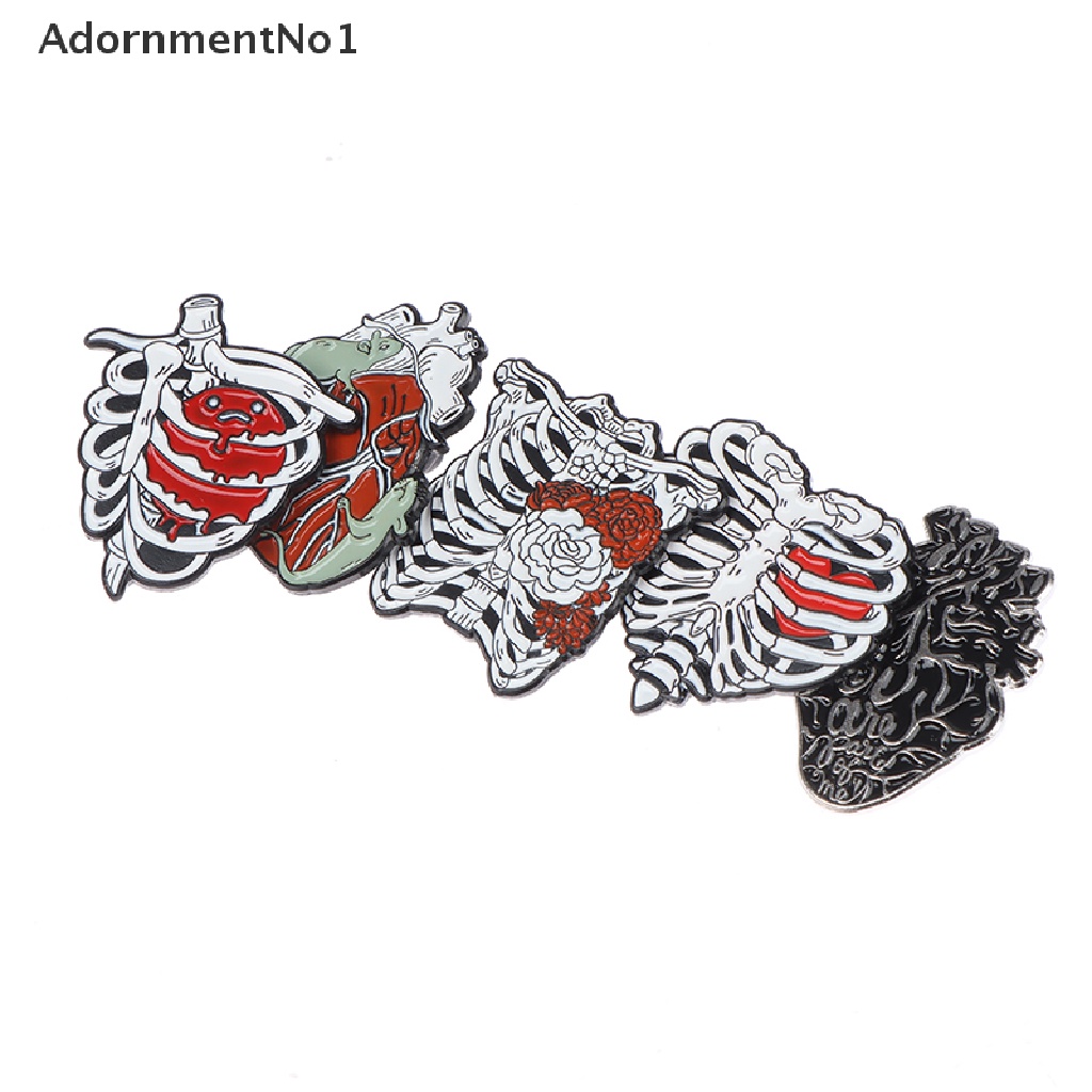 (AdornmentNo1) Bros / Pin Enamel Bentuk Anatomi Manusia + Bunga + Hati Untuk Aksesoris Wanita