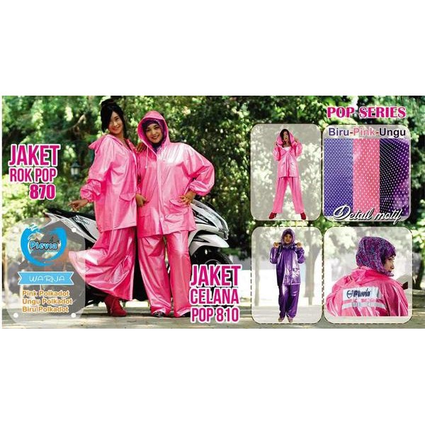 (PROMO) Jas Hujan Baju dan Rok MOTIF POLKADOT warna / PLEVIA raincoat 810-870