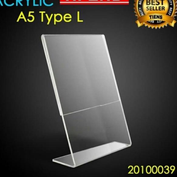 

Model Terkini CQIIA acrylic tent holder / akrilik tent card A5 tempat brosur Meja bentuk L 49 Ready