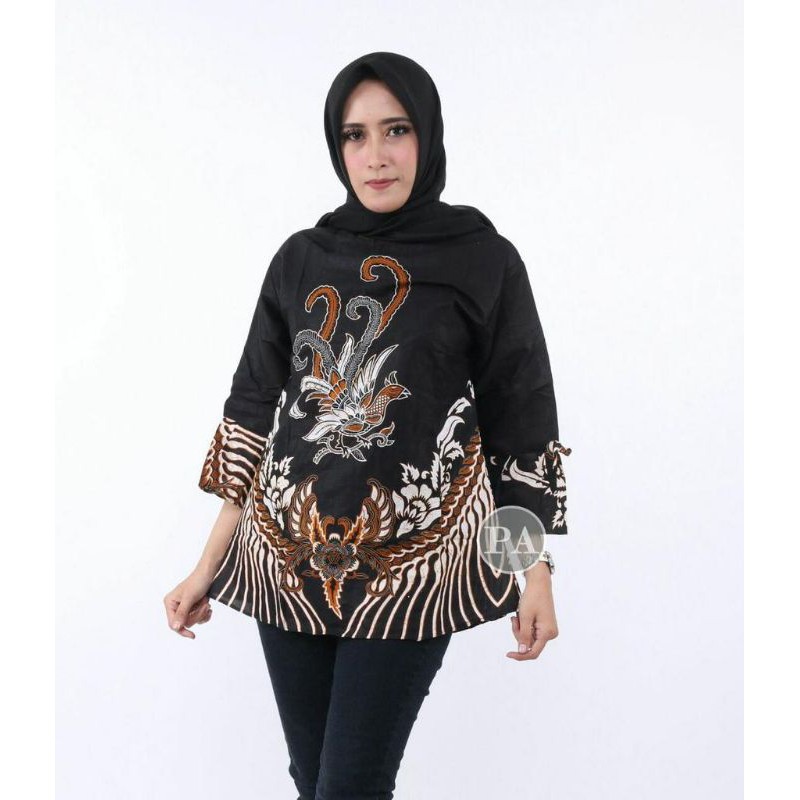 Batik Couple Keluarga Modern Sania Ruffle Ori Ndoro Jowi Dnt Motif ayam-Blouse