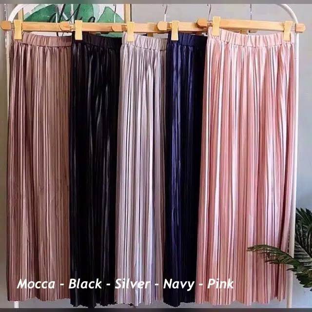 Rok Plisket Payung Polos Panjang Premium Pleated Wanita Tania Skirt