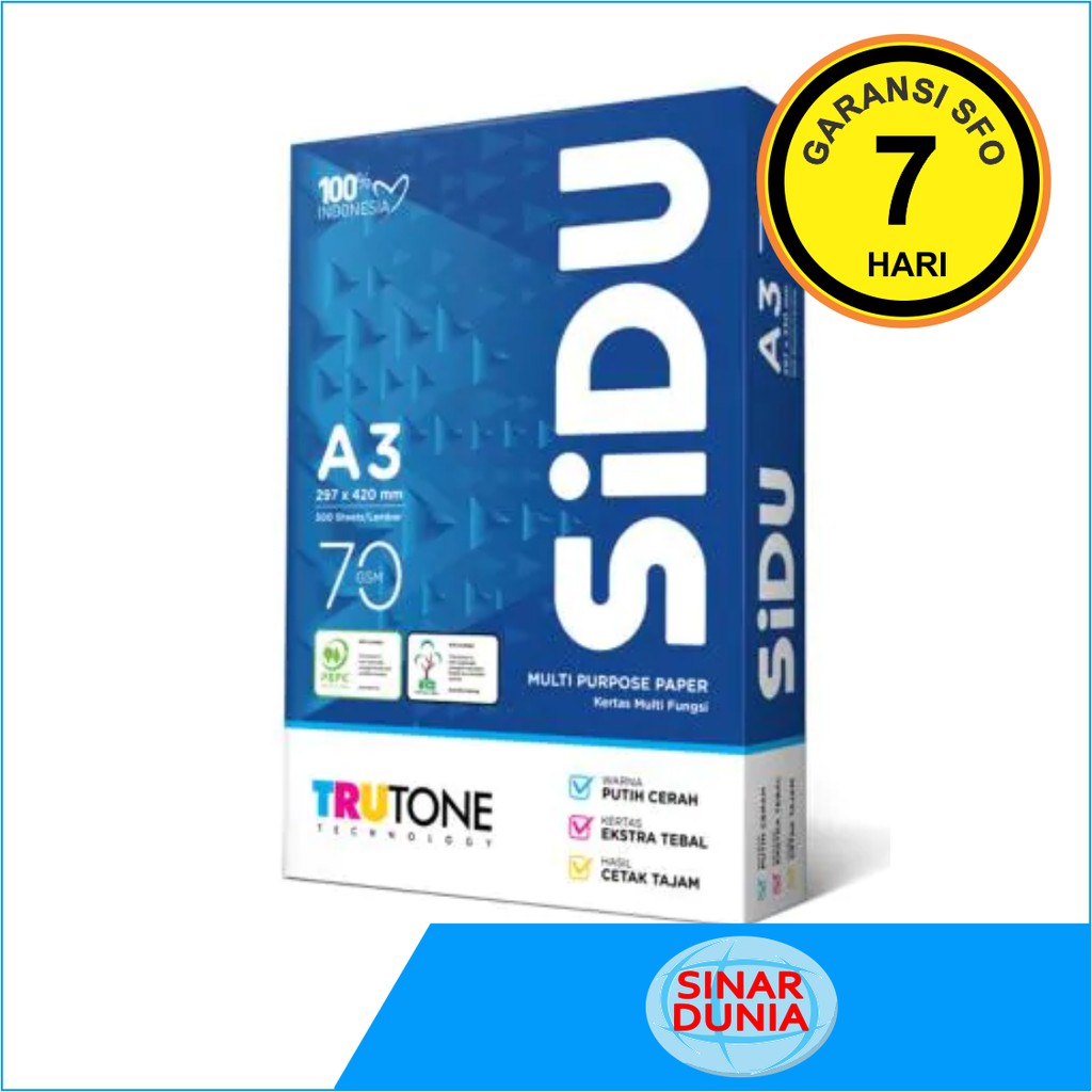 

Kertas HVS A3 70 gsm - Sidu