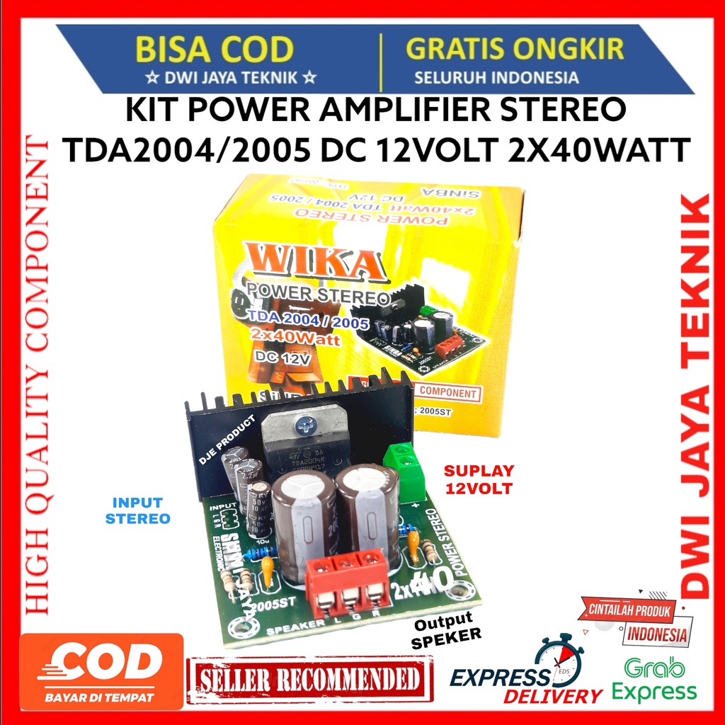 KIT AMPLIFIER STEREO TDA2004/2005 12VOLT 2X40WATT